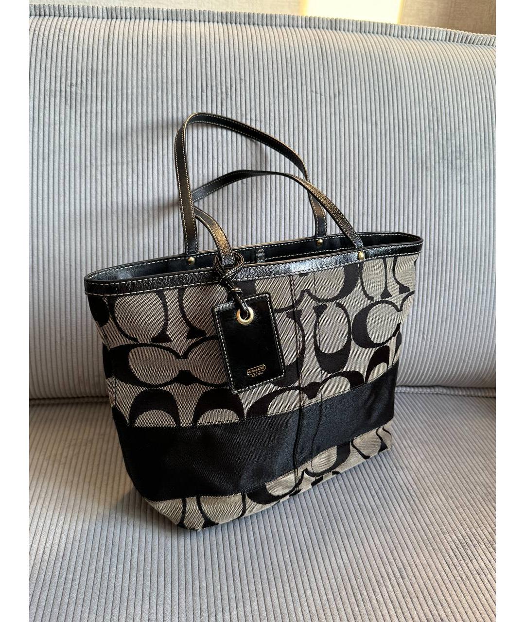 COACH Черная тканевая сумка тоут, фото 3