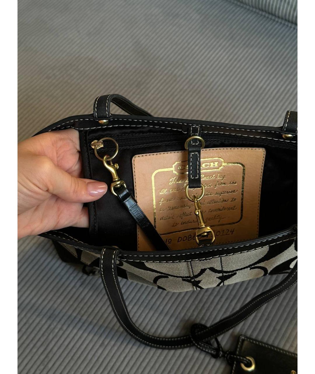 COACH Черная тканевая сумка тоут, фото 9