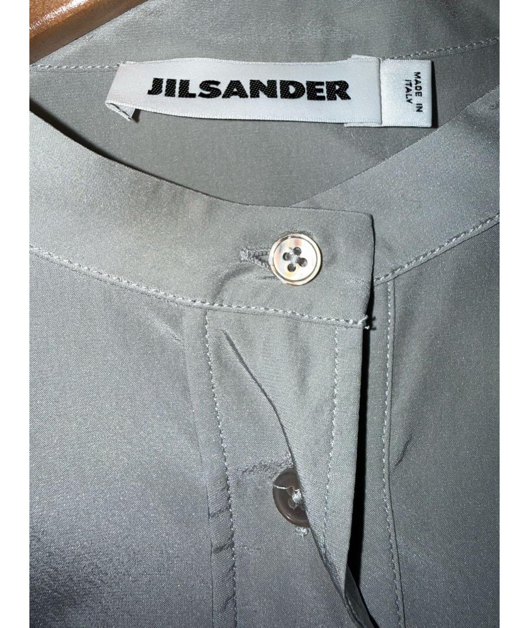 JIL SANDER Серая шелковая рубашка, фото 3