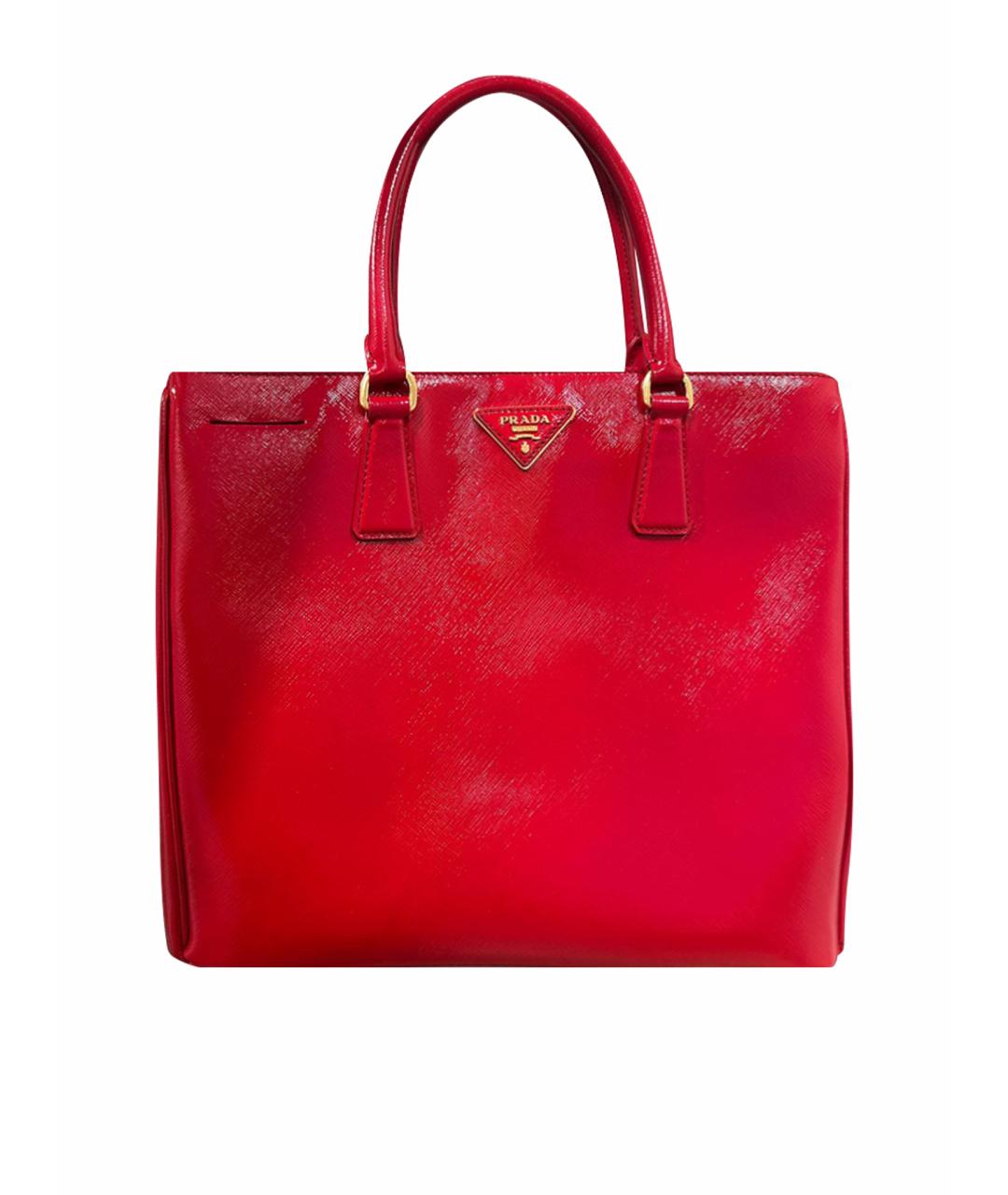 PRADA Красная сумка тоут из лакированной кожи, фото 1