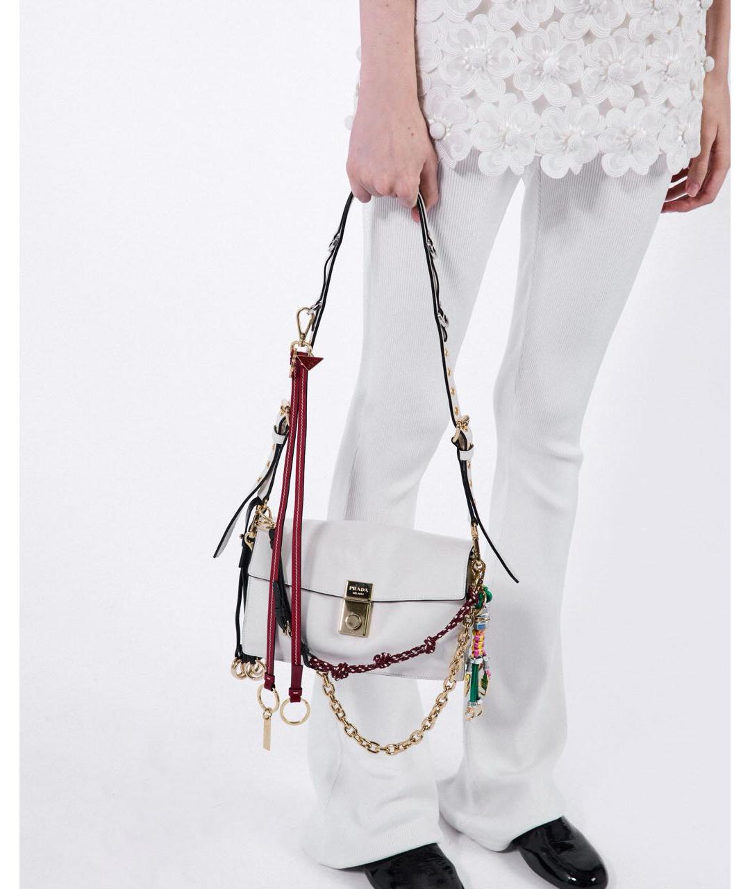 PRADA Белая кожаная сумка через плечо, фото 5