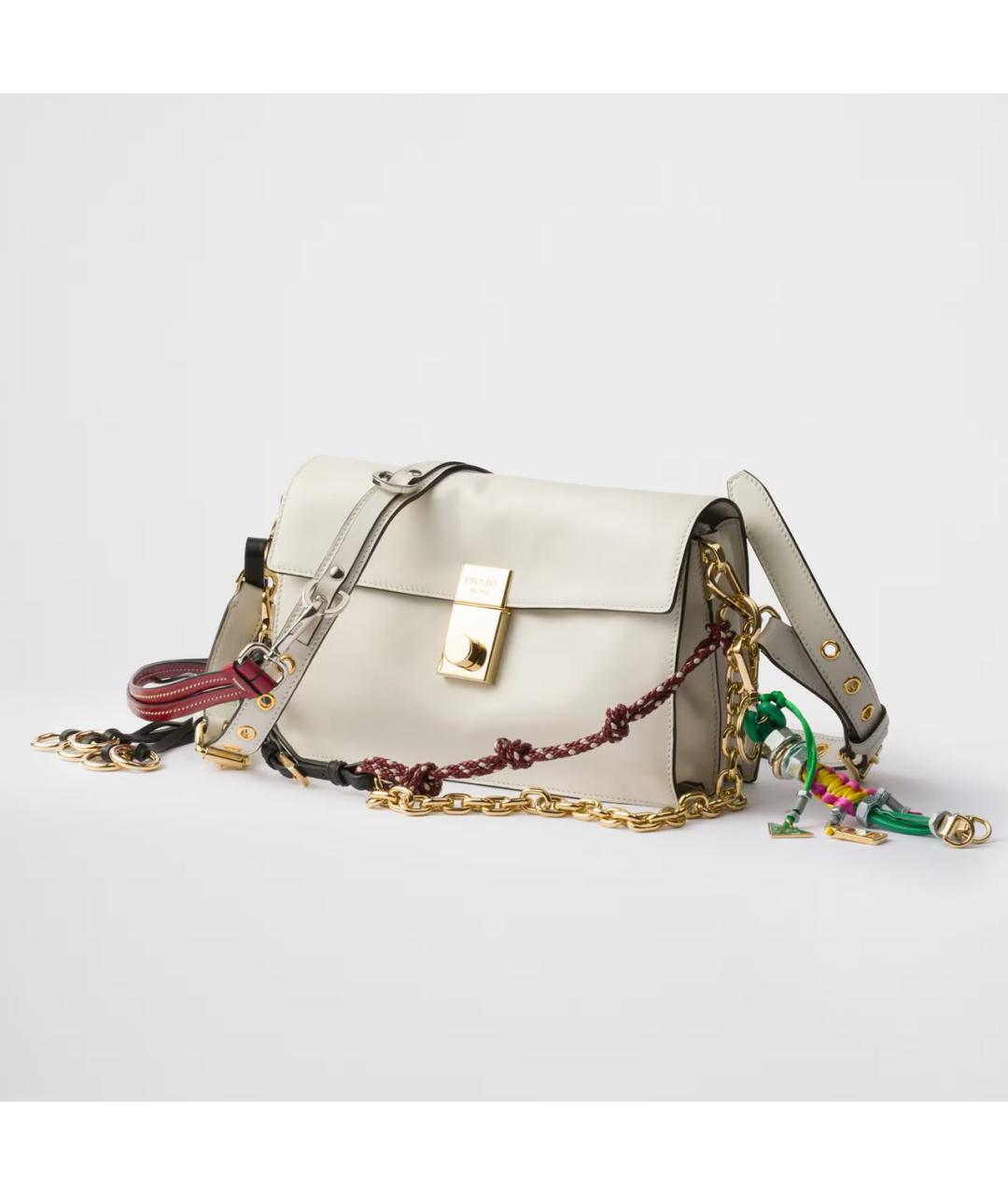 PRADA Белая кожаная сумка через плечо, фото 3