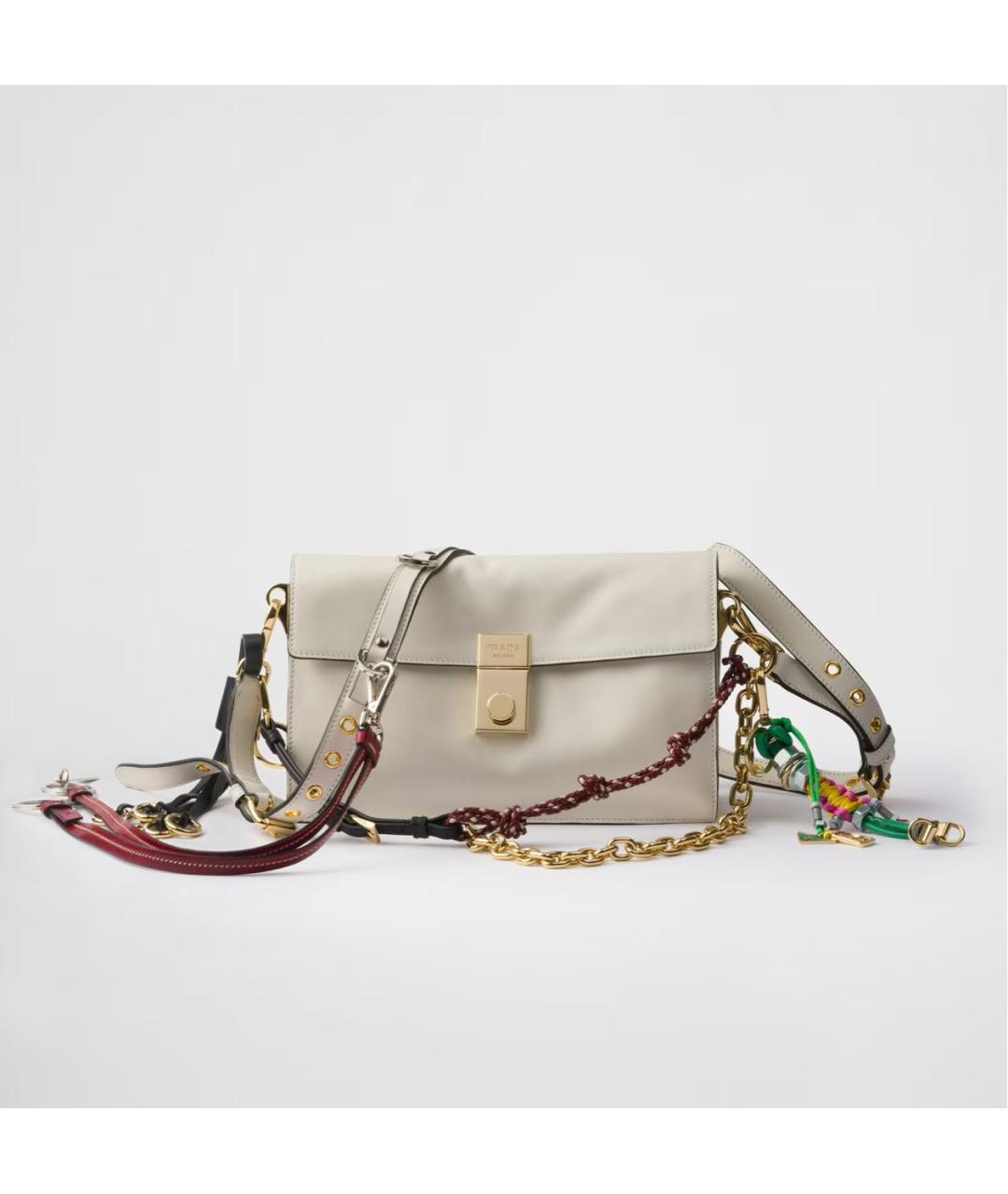 PRADA Белая кожаная сумка через плечо, фото 6