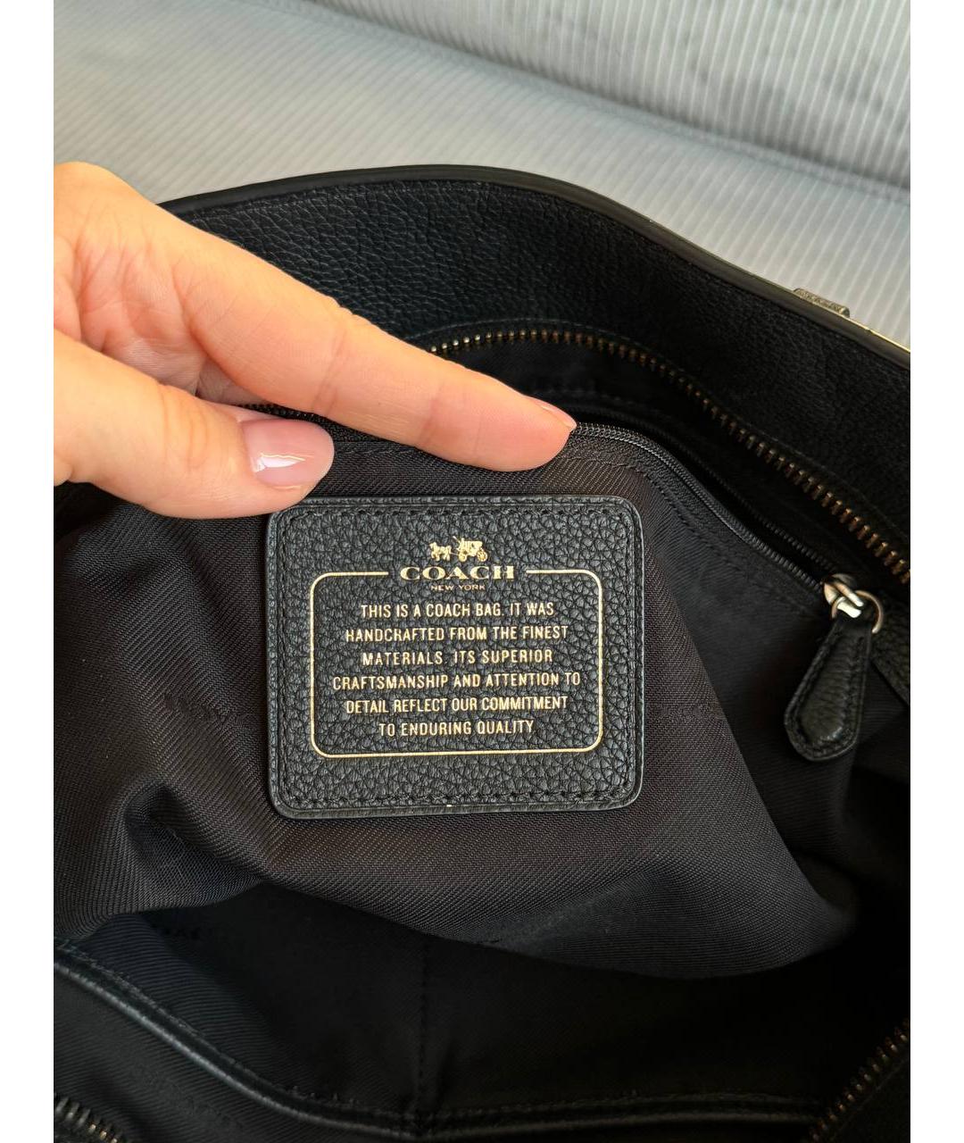 COACH Черная кожаная сумка тоут, фото 7