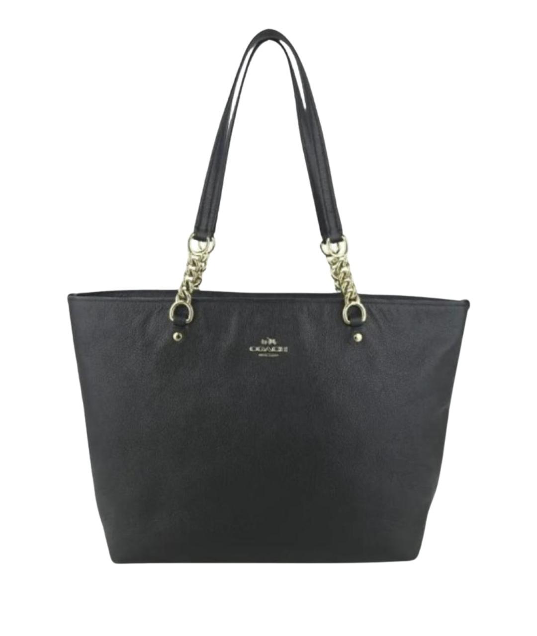 COACH Черная кожаная сумка тоут, фото 1