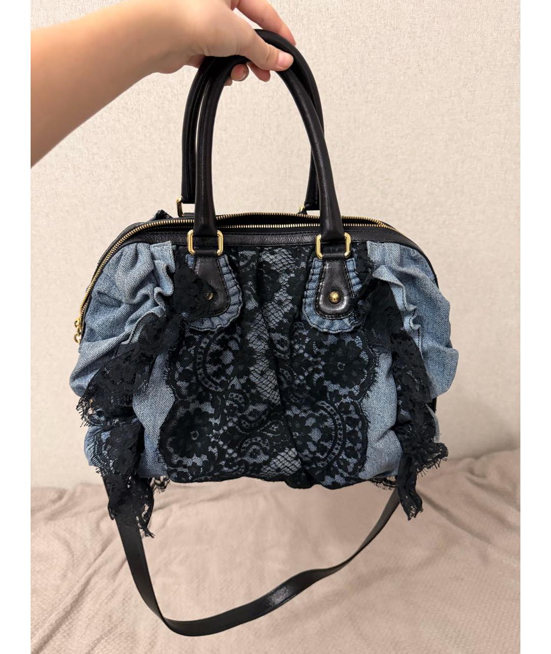 DOLCE&GABBANA Синяя деним сумка с короткими ручками, фото 4