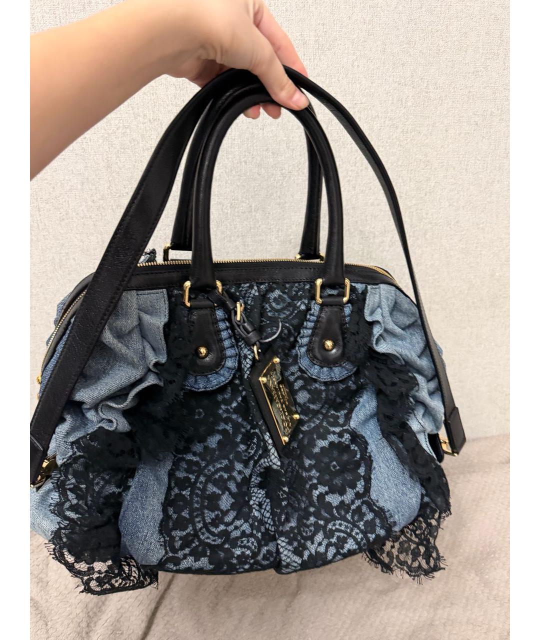 DOLCE&GABBANA Синяя деним сумка с короткими ручками, фото 3