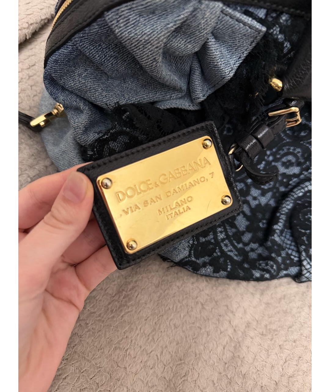 DOLCE&GABBANA Синяя деним сумка с короткими ручками, фото 2