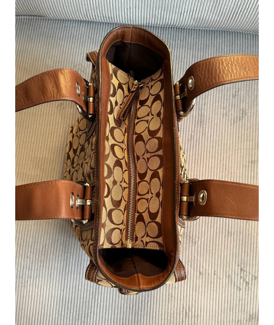 COACH Коричневая кожаная сумка тоут, фото 5