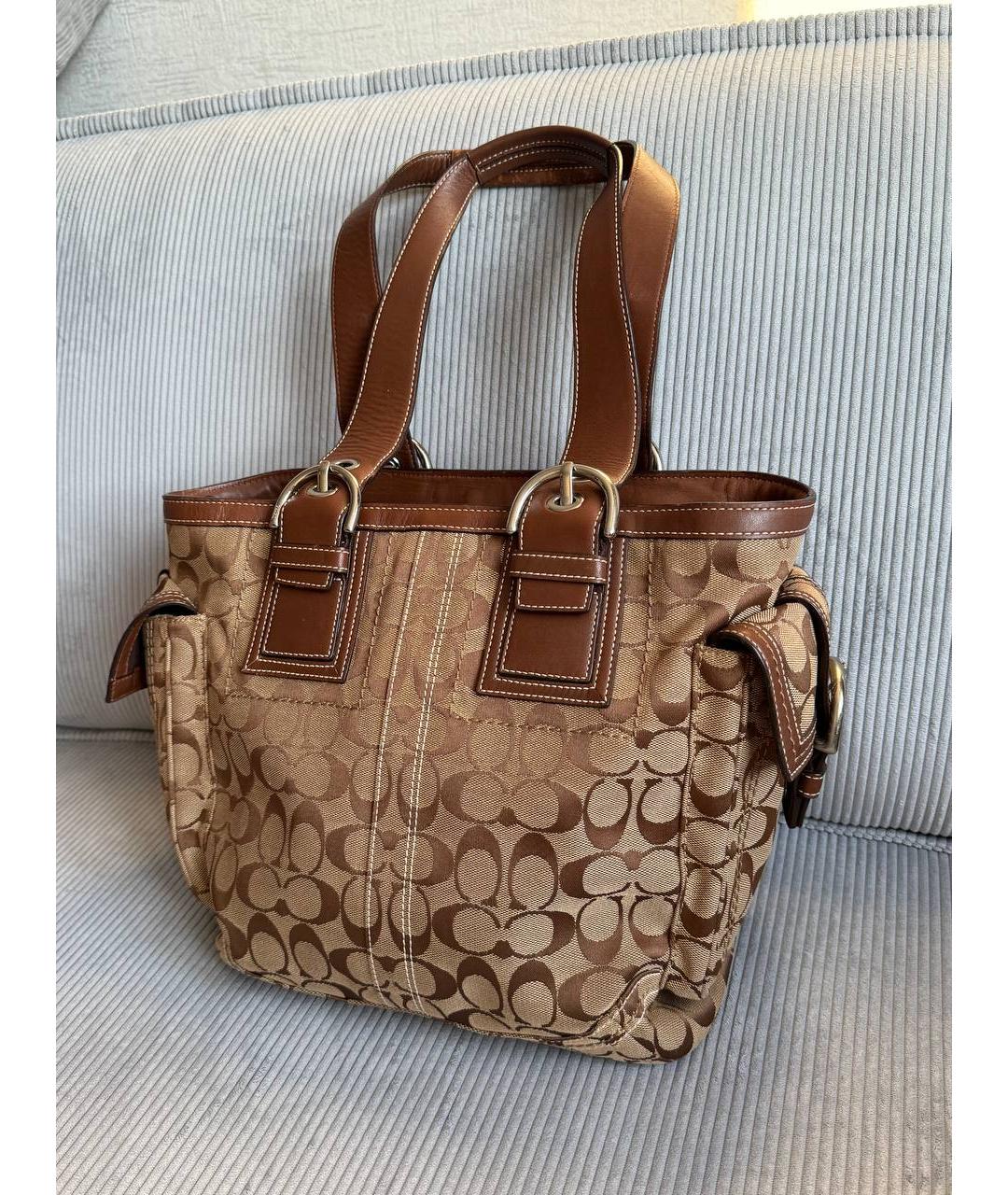 COACH Коричневая кожаная сумка тоут, фото 3