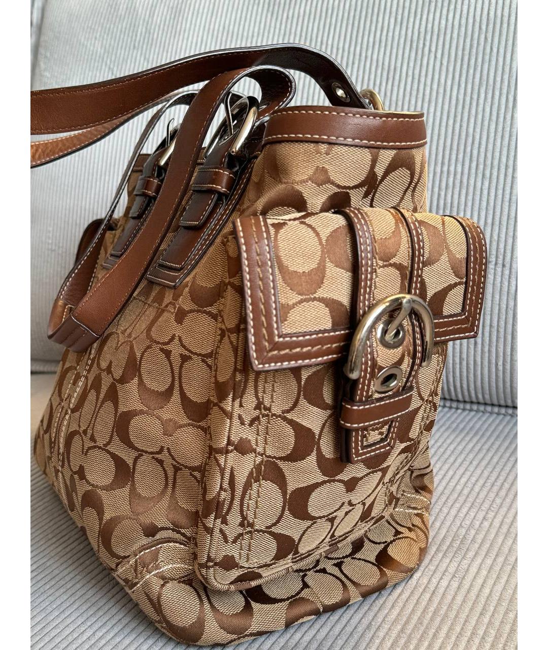 COACH Коричневая кожаная сумка тоут, фото 4