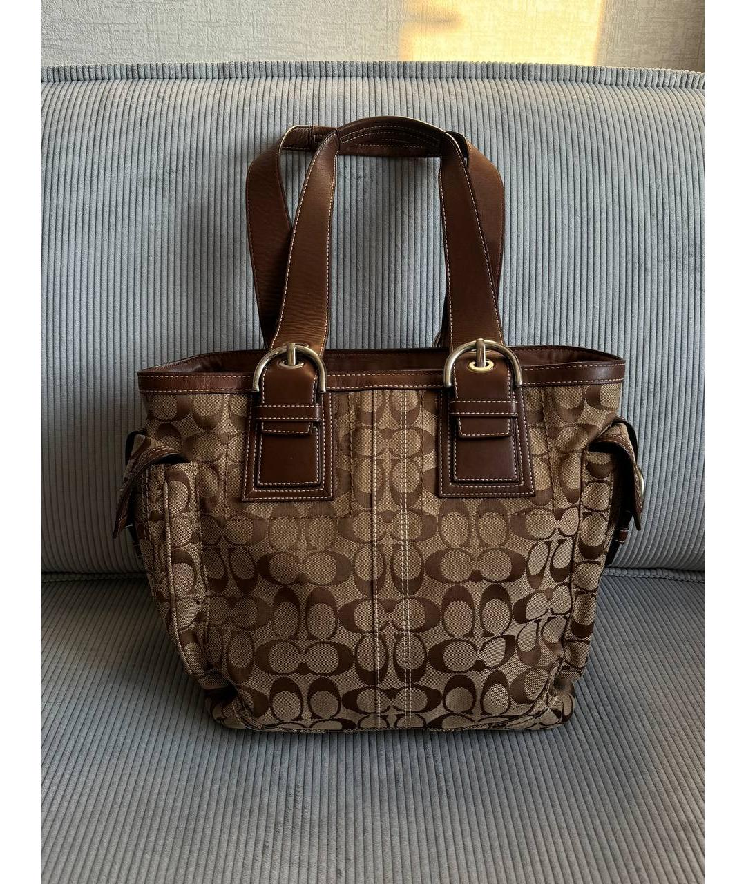 COACH Коричневая кожаная сумка тоут, фото 2