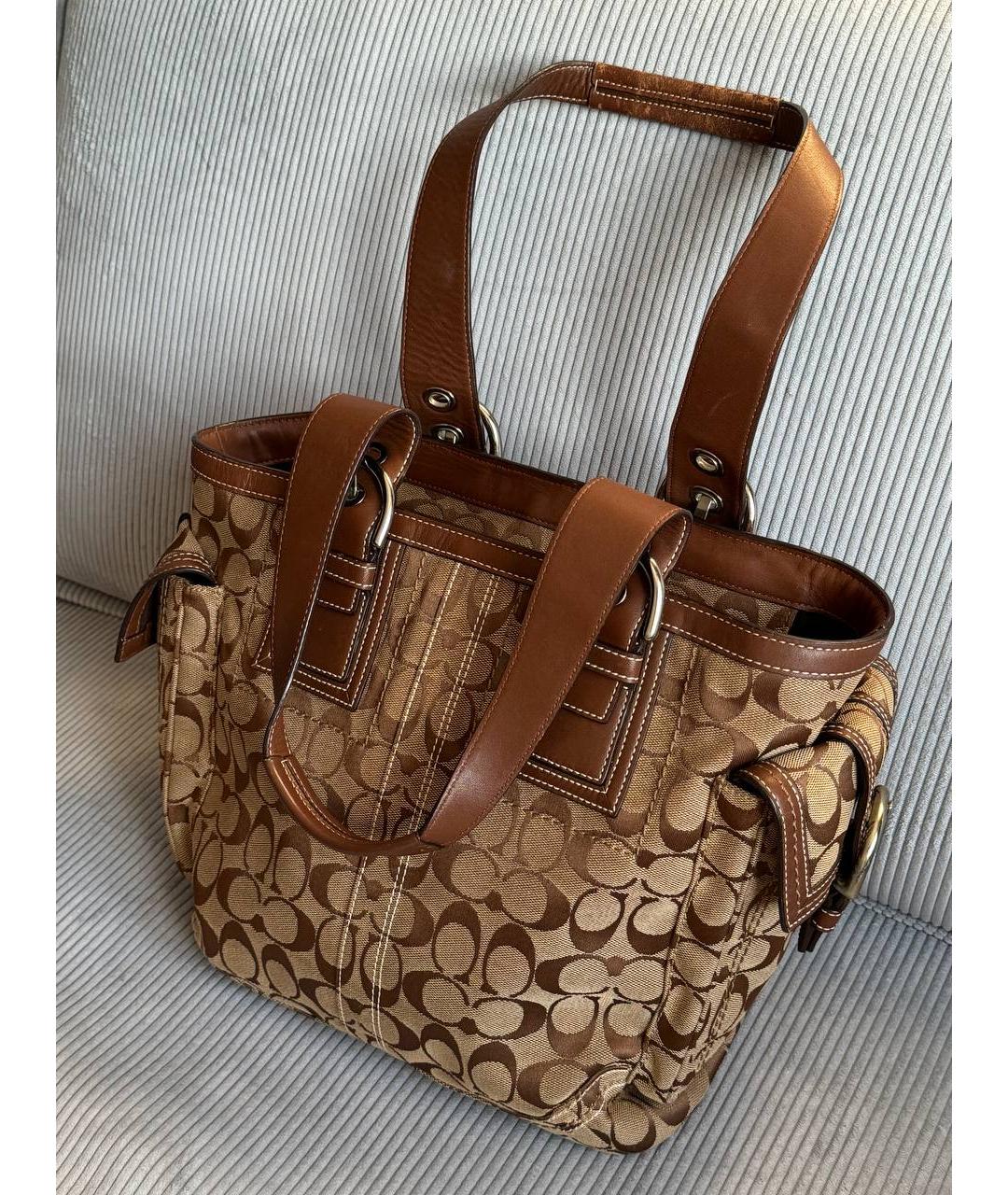 COACH Коричневая кожаная сумка тоут, фото 8