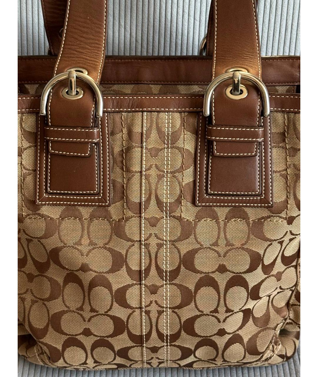 COACH Коричневая кожаная сумка тоут, фото 6