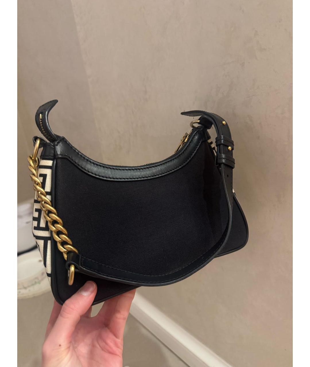 BALMAIN Черная тканевая сумка с короткими ручками, фото 2