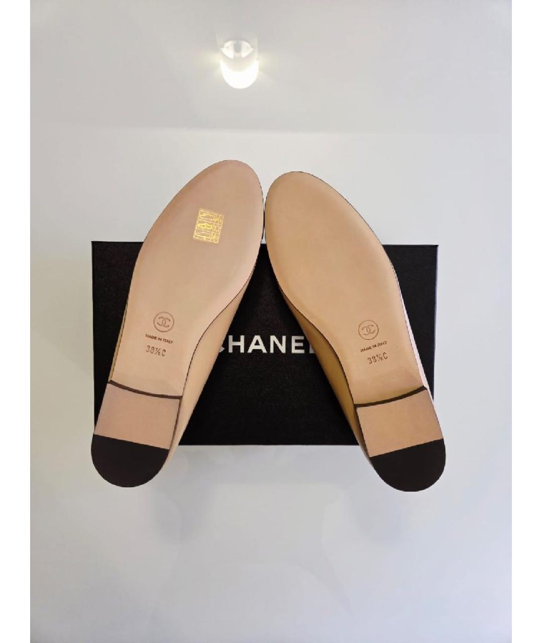CHANEL Бежевые кожаные балетки, фото 4