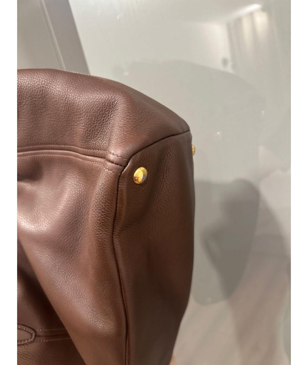 PRADA Коричневая кожаная сумка тоут, фото 7