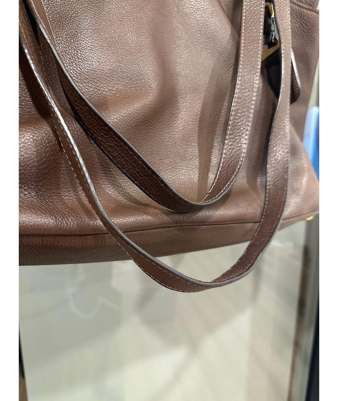 PRADA Коричневая кожаная сумка тоут, фото 3