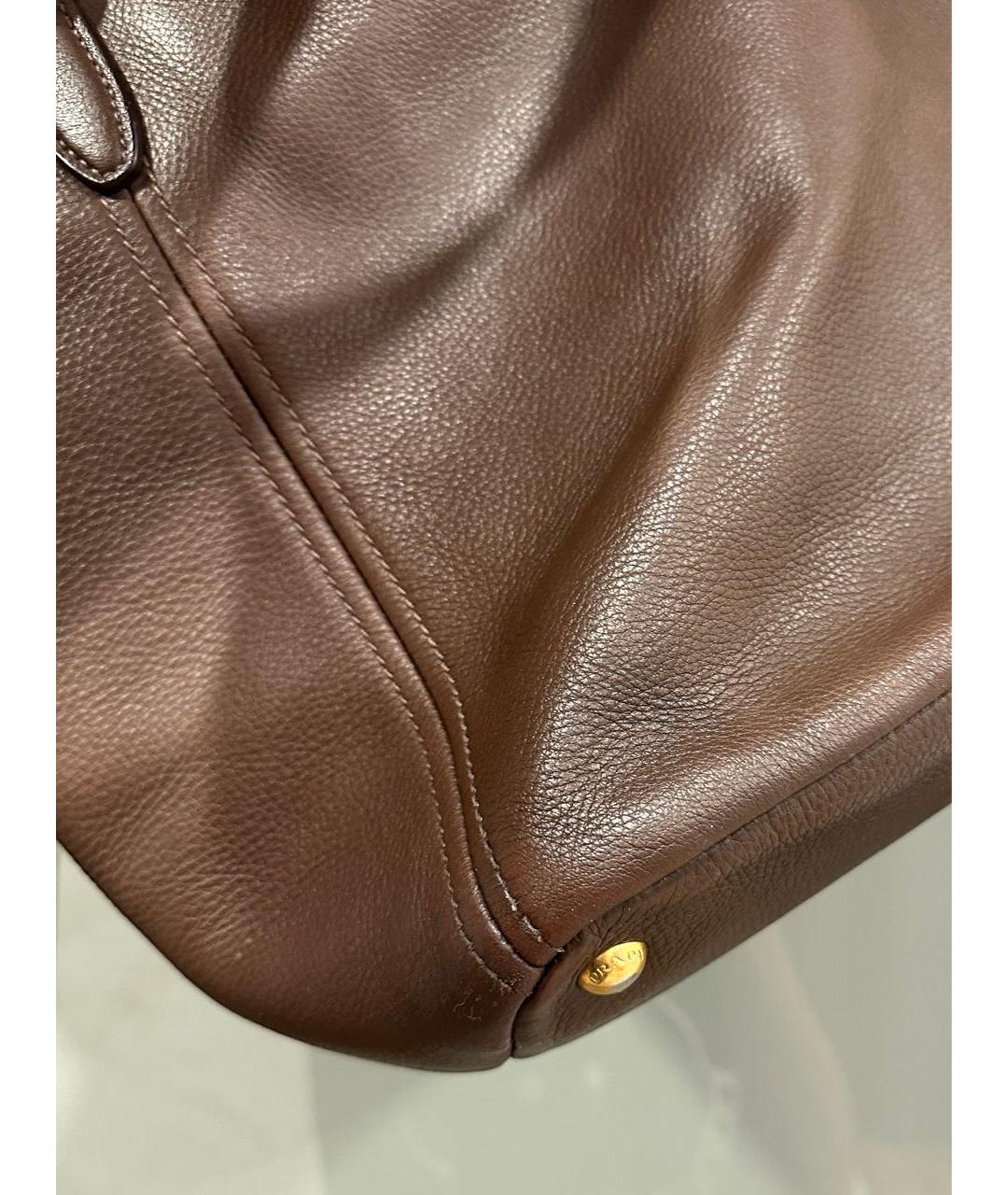 PRADA Коричневая кожаная сумка тоут, фото 6
