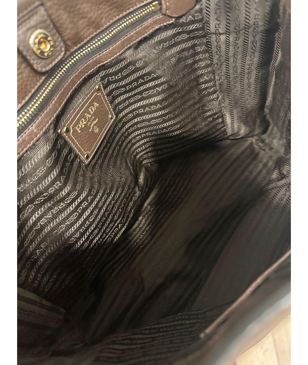 PRADA Коричневая кожаная сумка тоут, фото 8