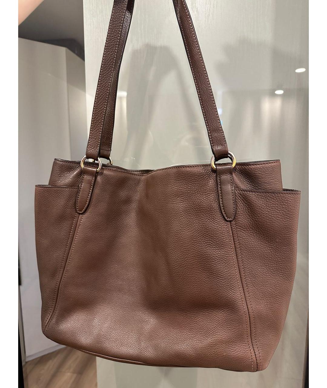 PRADA Коричневая кожаная сумка тоут, фото 2