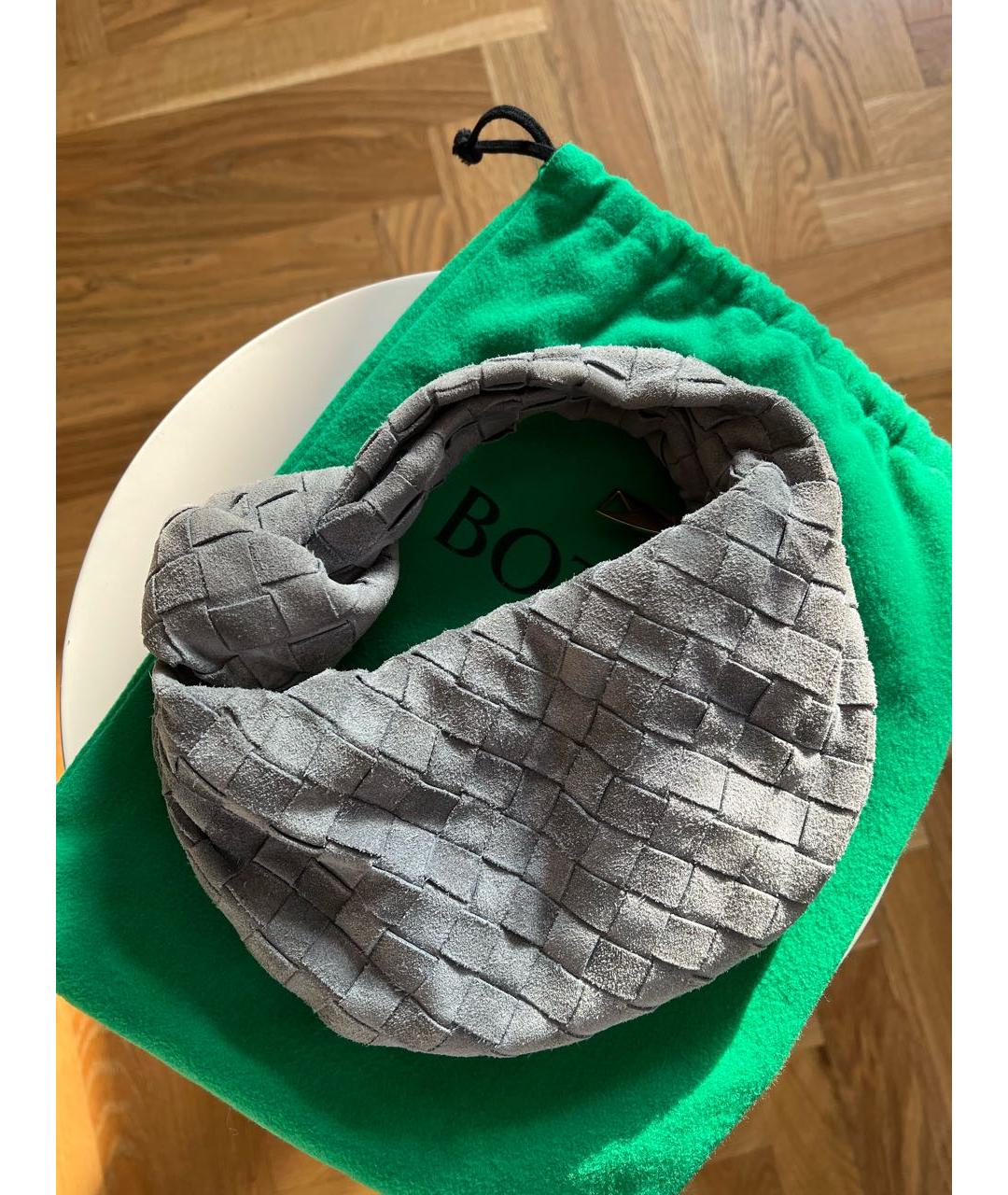 BOTTEGA VENETA Серая замшевая сумка с короткими ручками, фото 6