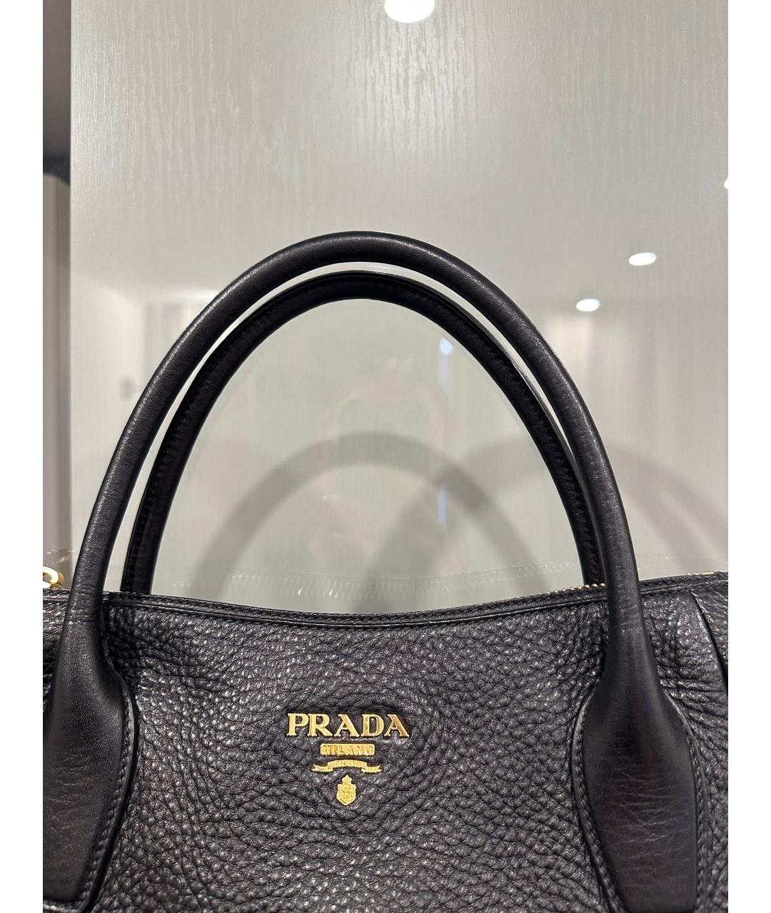 PRADA Черная кожаная сумка с короткими ручками, фото 7