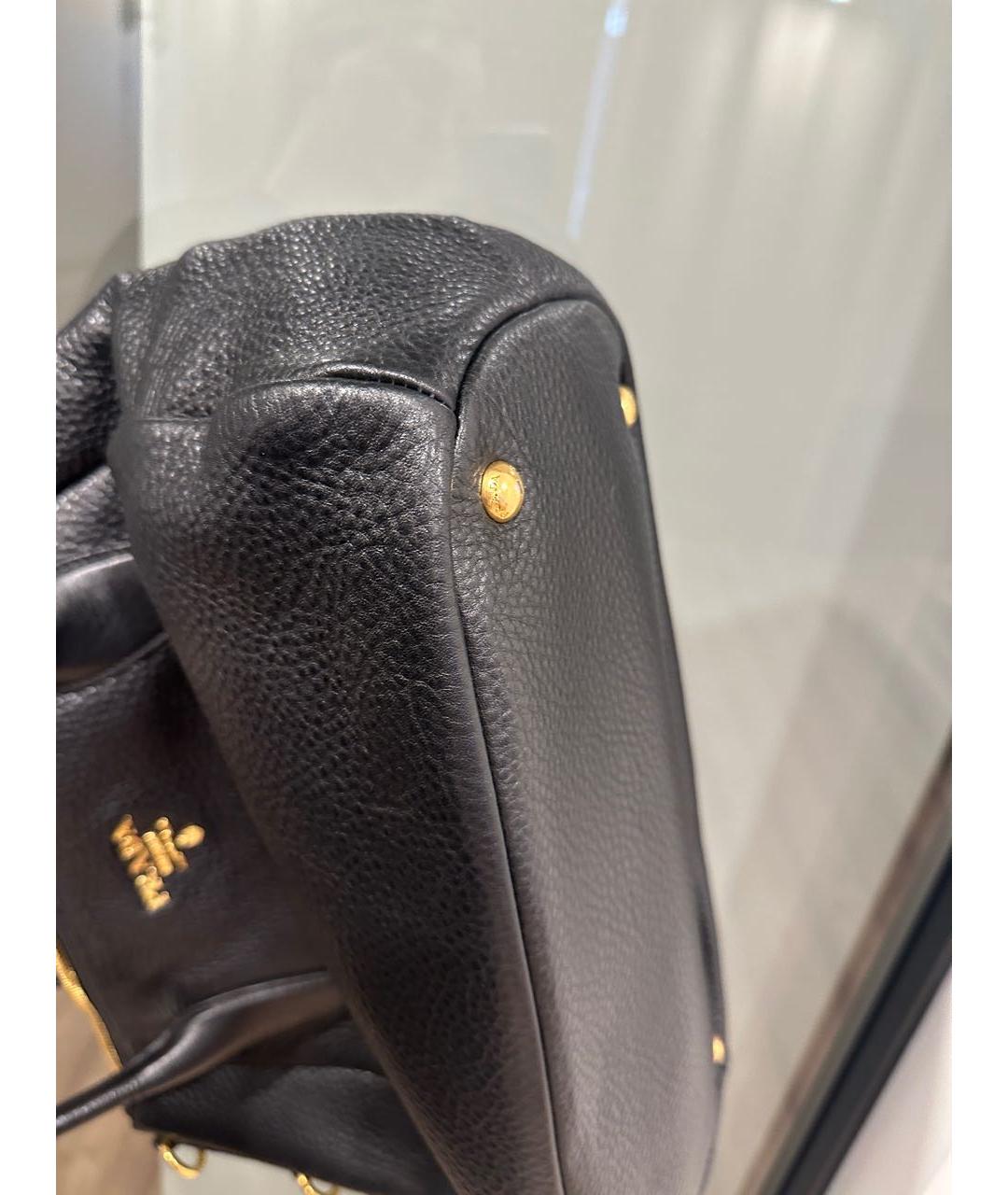 PRADA Черная кожаная сумка с короткими ручками, фото 5