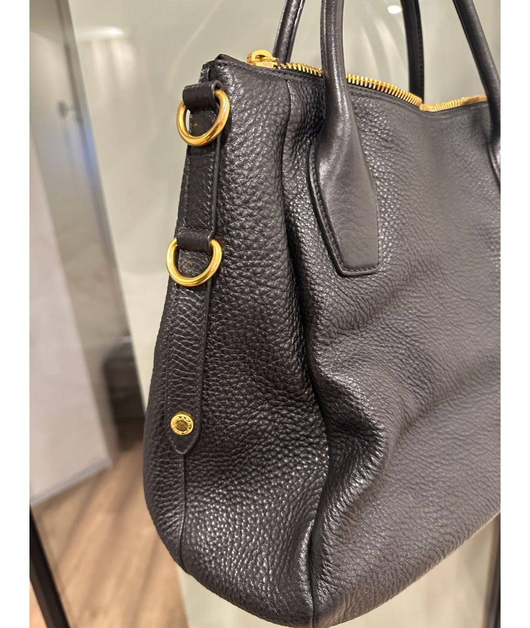 PRADA Черная кожаная сумка с короткими ручками, фото 4