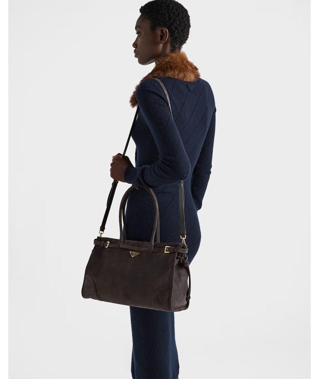 PRADA Антрацитовая замшевая сумка через плечо, фото 6