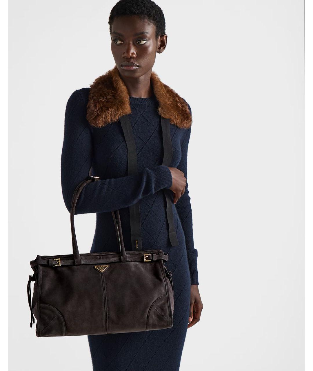 PRADA Антрацитовая замшевая сумка через плечо, фото 2