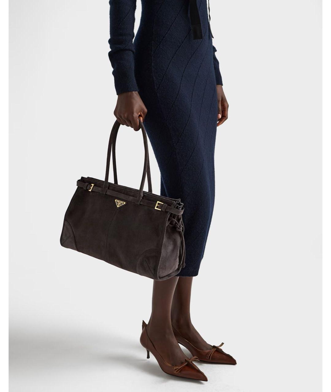 PRADA Антрацитовая замшевая сумка через плечо, фото 5