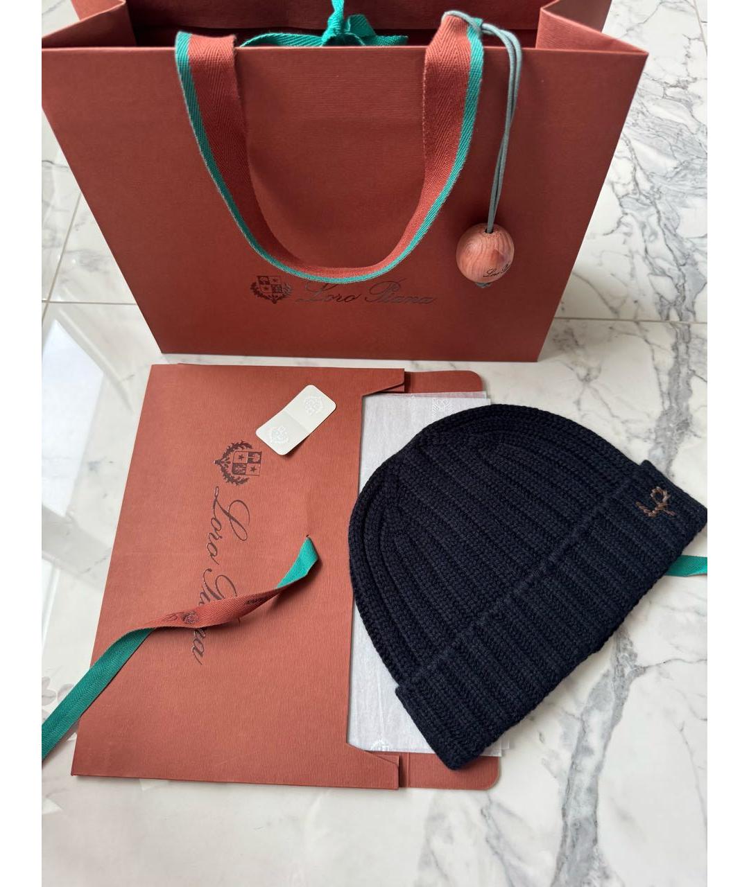 LORO PIANA Темно-синяя кашемировая шапка, фото 5