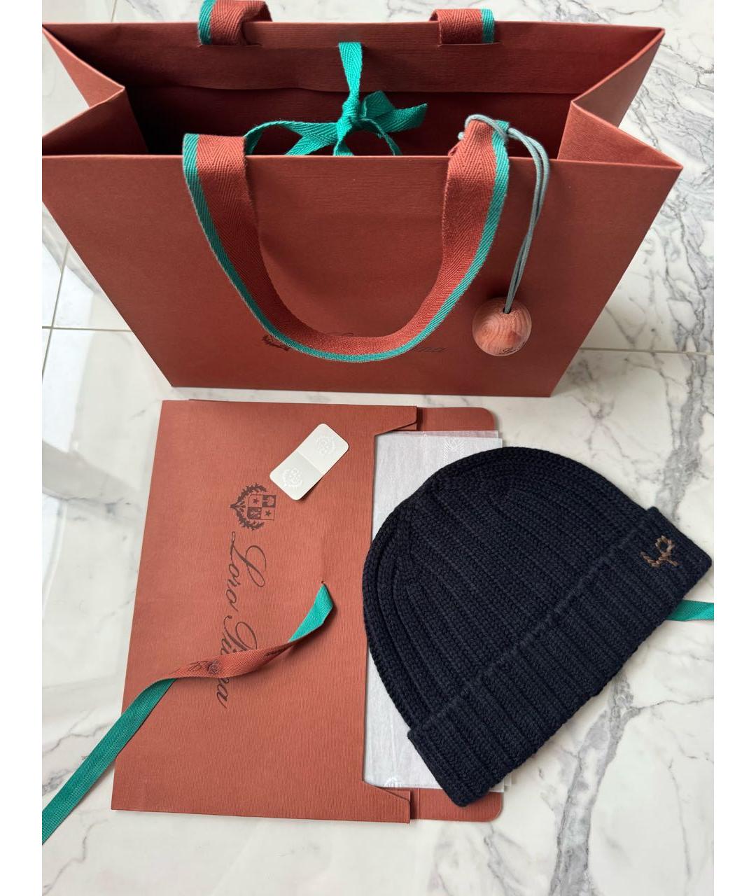 LORO PIANA Темно-синяя кашемировая шапка, фото 6