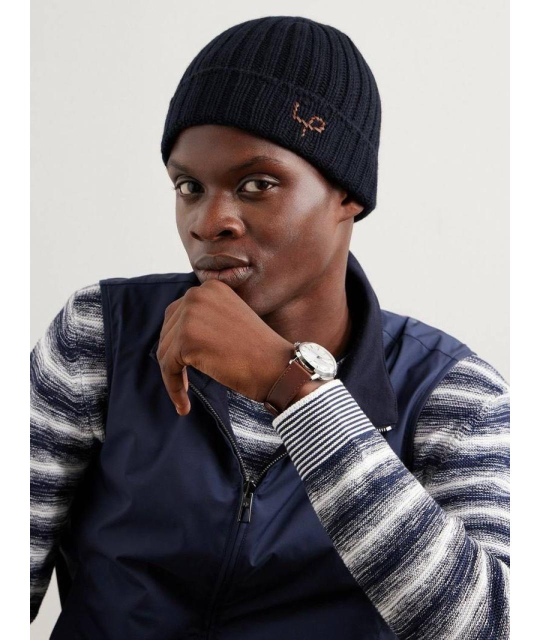 LORO PIANA Темно-синяя кашемировая шапка, фото 7