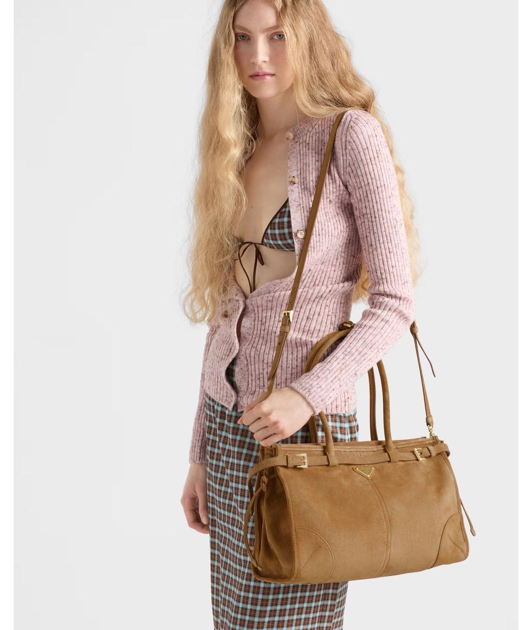 PRADA Коричневая замшевая сумка через плечо, фото 5