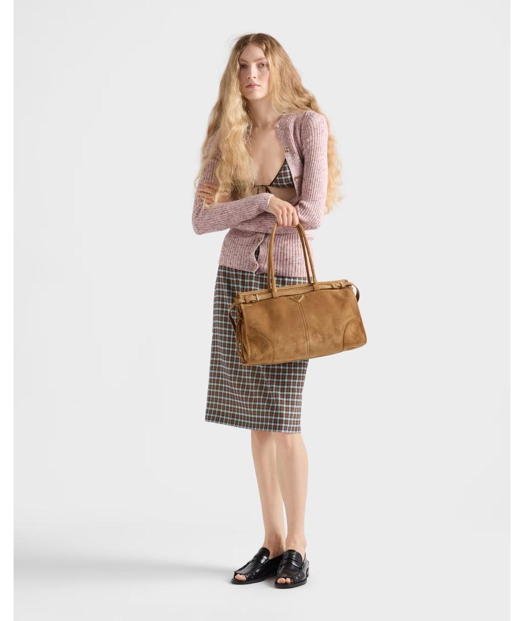 PRADA Коричневая замшевая сумка через плечо, фото 2
