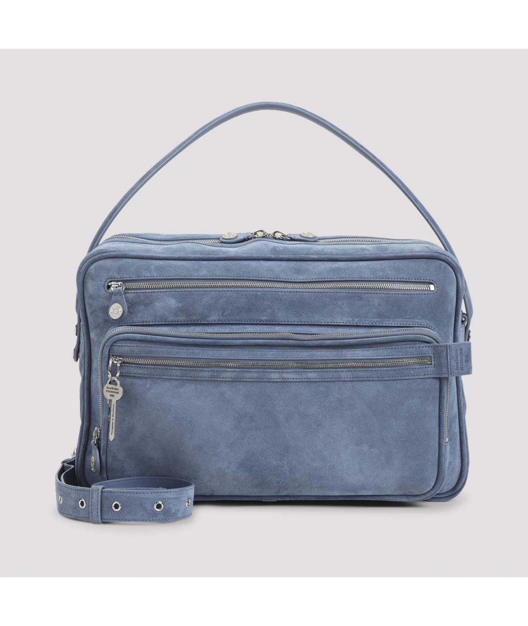 ACNE STUDIOS Синяя замшевая сумка с короткими ручками, фото 2