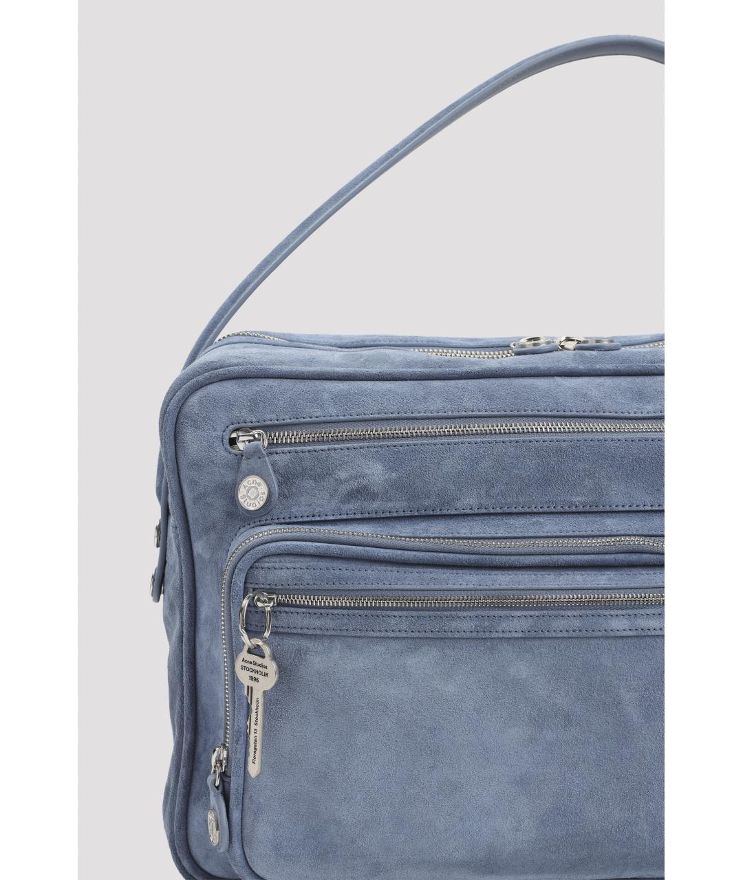 ACNE STUDIOS Синяя замшевая сумка с короткими ручками, фото 5