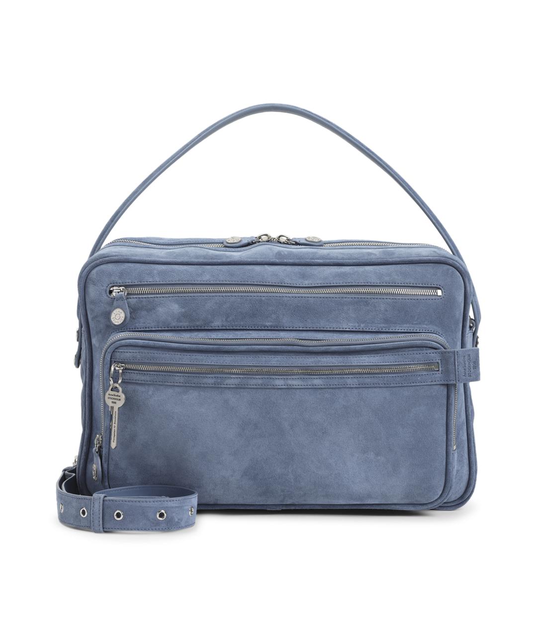 ACNE STUDIOS Синяя замшевая сумка с короткими ручками, фото 1