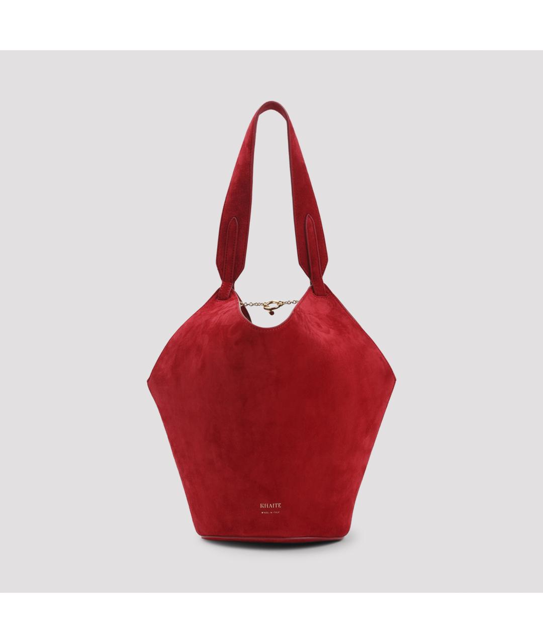 KHAITE Красная замшевая сумка тоут, фото 2