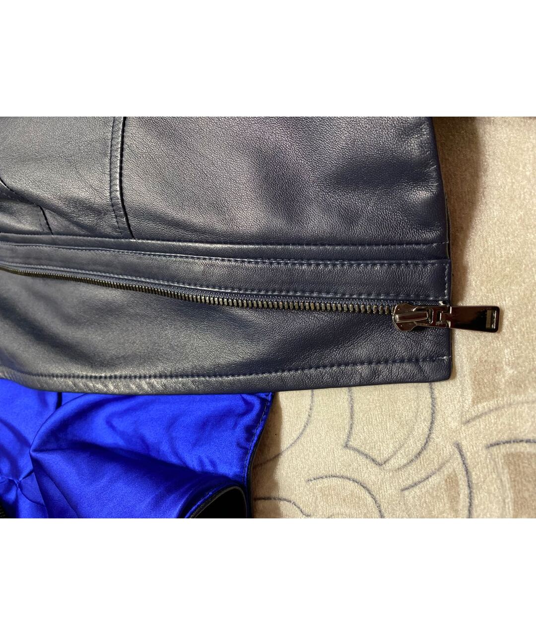 ELIE TAHARI Синий кожаный жакет/пиджак, фото 3