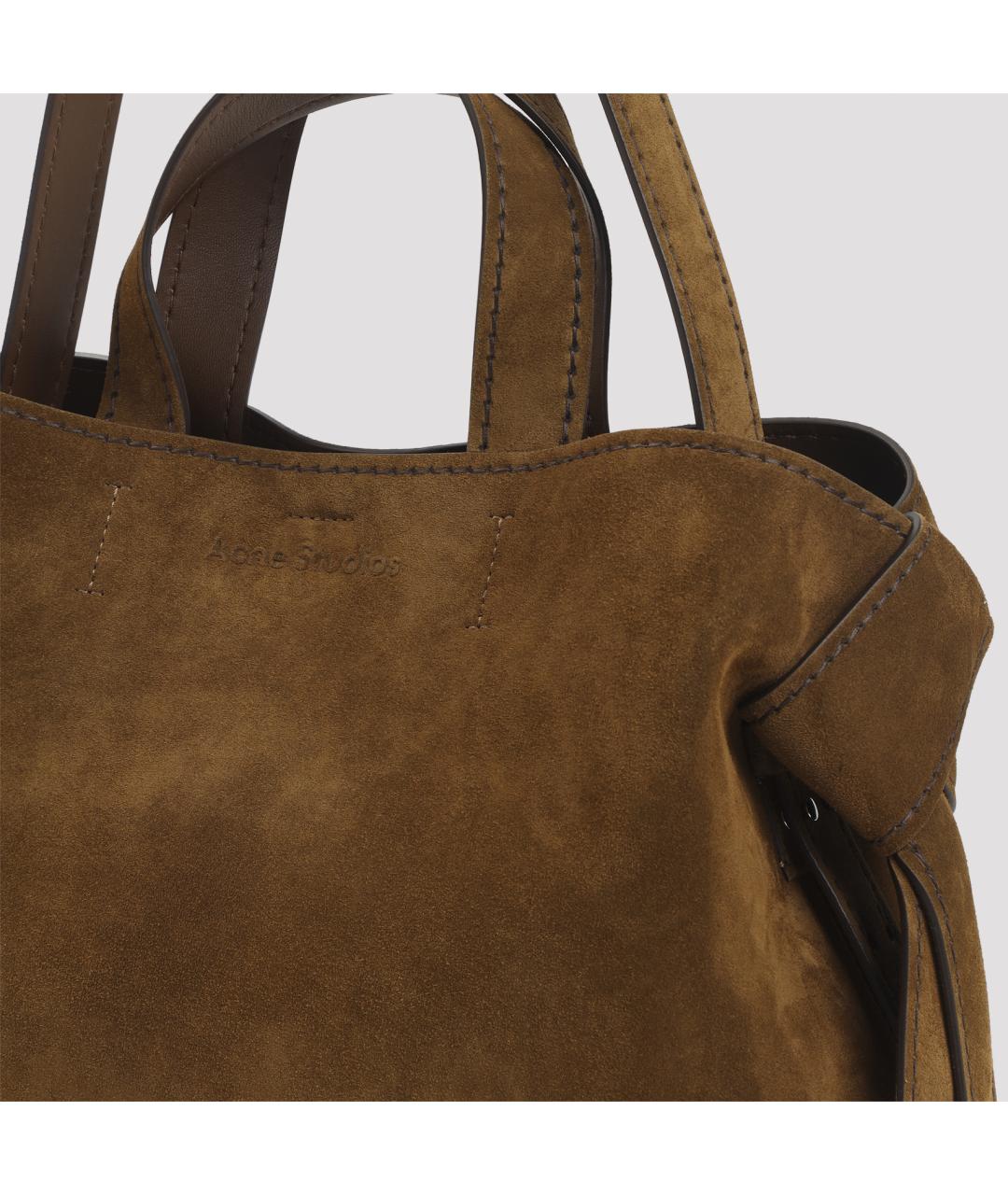 ACNE STUDIOS Коричневая кожаная сумка с короткими ручками, фото 3