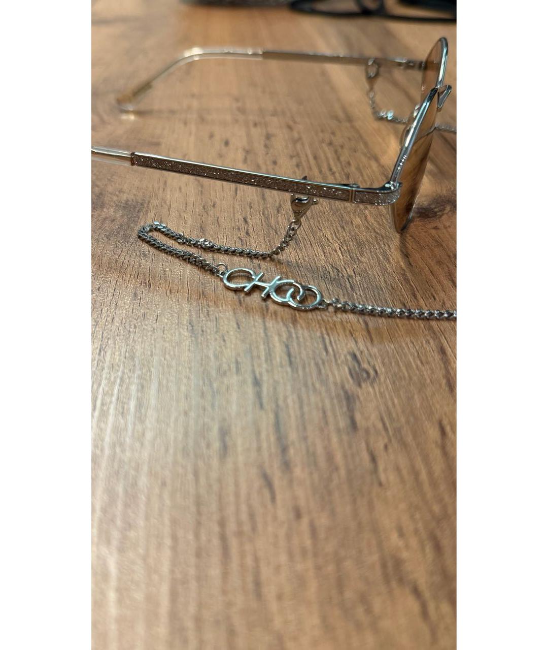 JIMMY CHOO Бежевые металлические солнцезащитные очки, фото 5