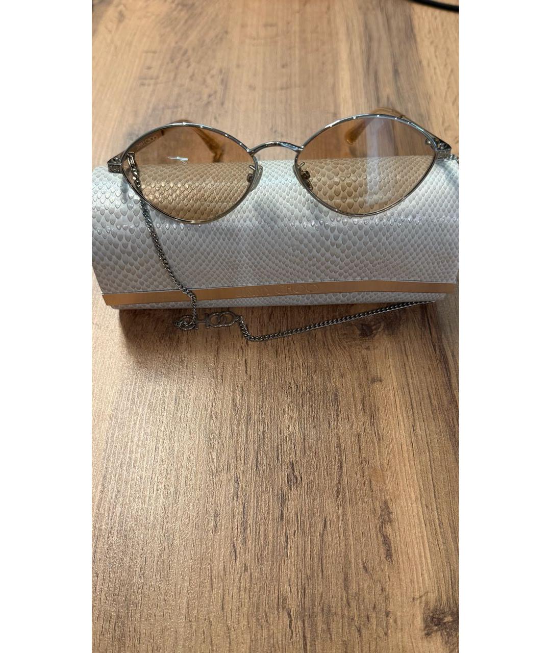 JIMMY CHOO Бежевые металлические солнцезащитные очки, фото 6