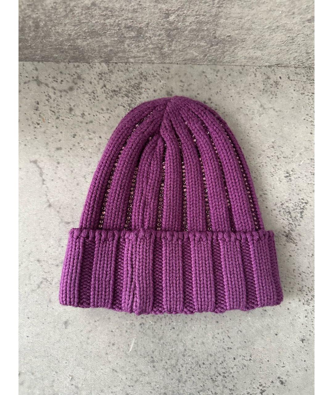 ERMANNO FIRENZE Фиолетовая шерстяная шапка, фото 2