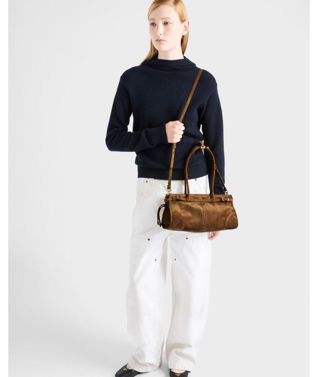 PRADA Коричневая замшевая сумка через плечо, фото 7