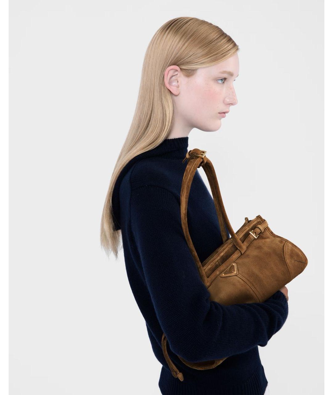 PRADA Коричневая замшевая сумка через плечо, фото 2