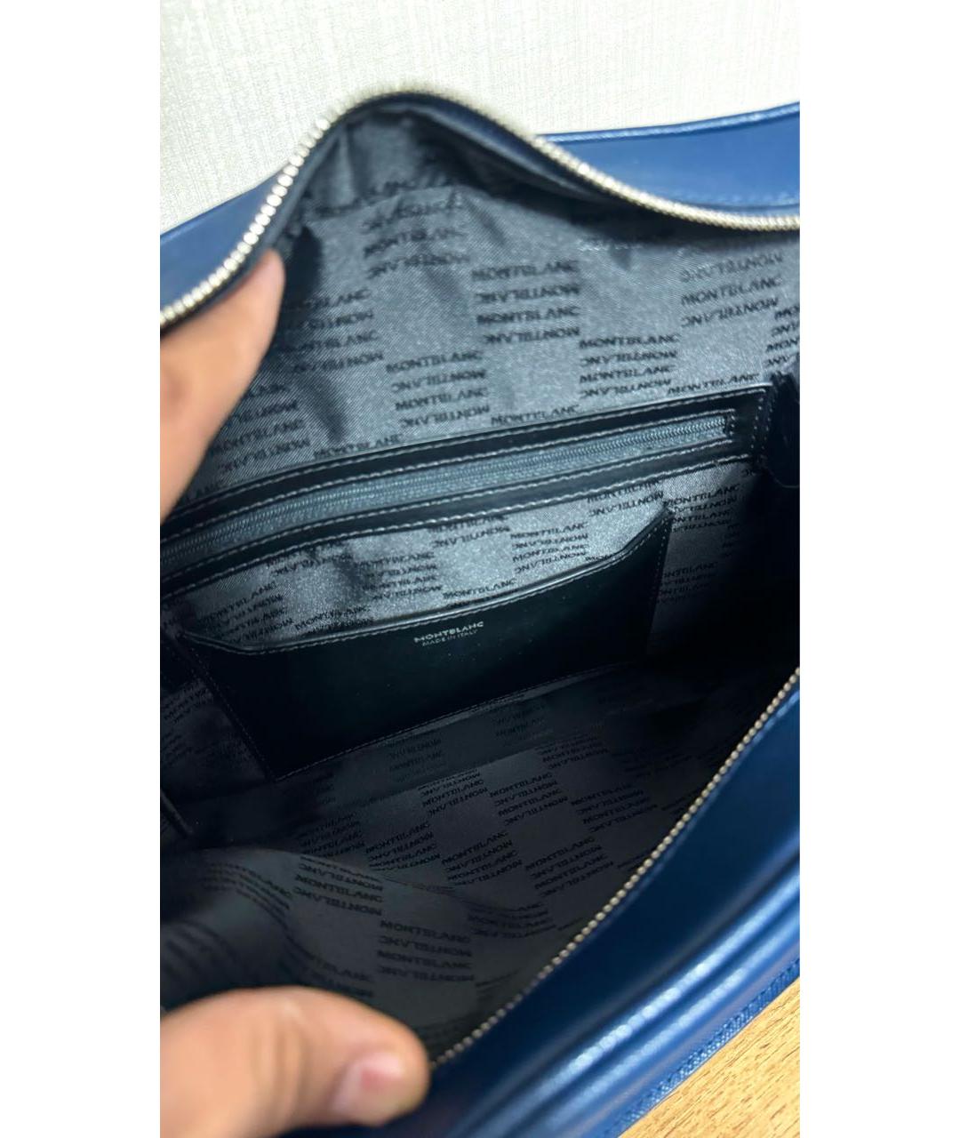 MONTBLANC Темно-синий кожаный портфель, фото 4