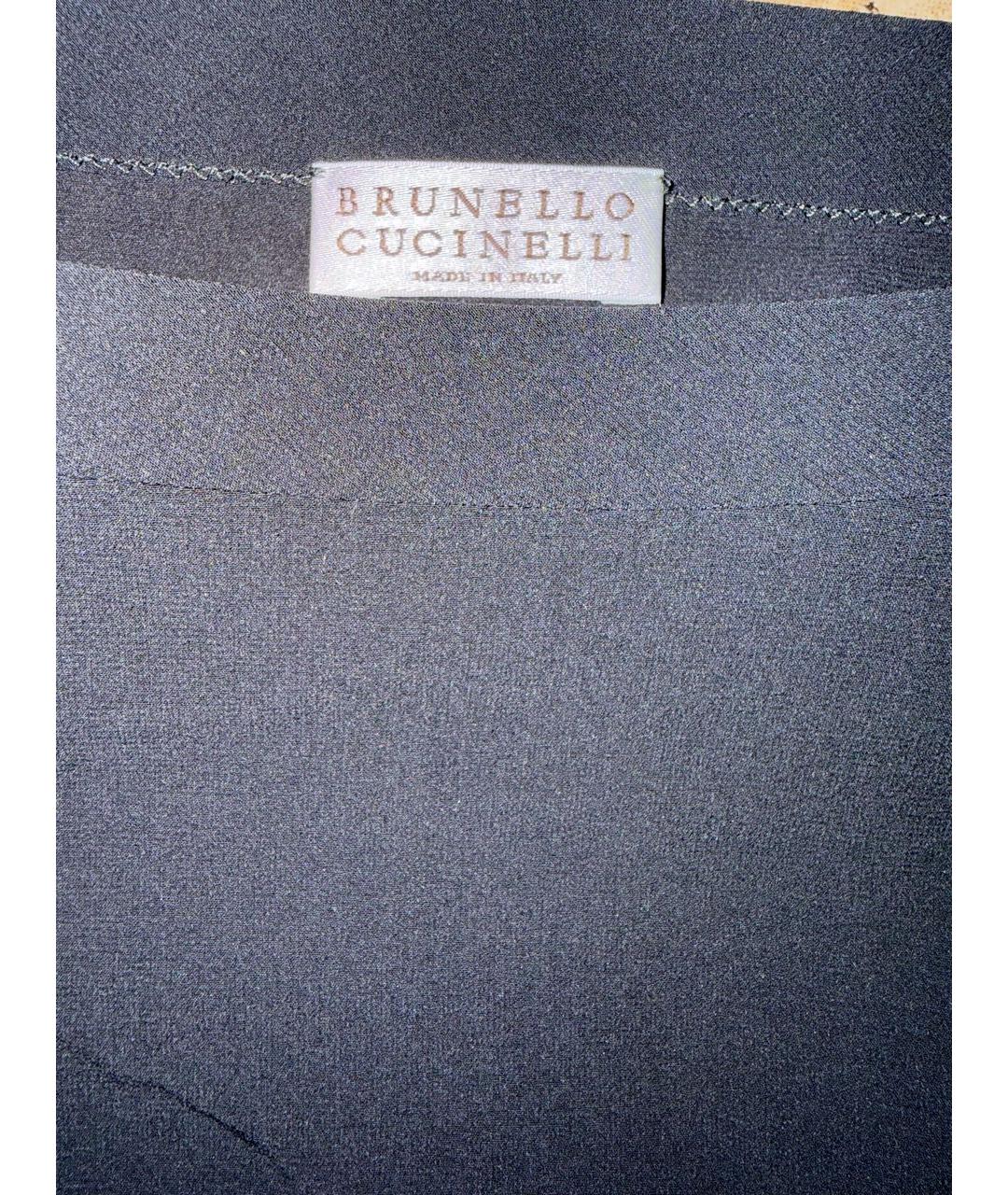 BRUNELLO CUCINELLI Черная шелковая блузы, фото 3